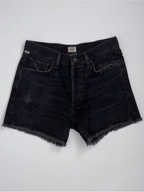 Citizens of Humanity Nikki High Rise Shorts Washed Black 28